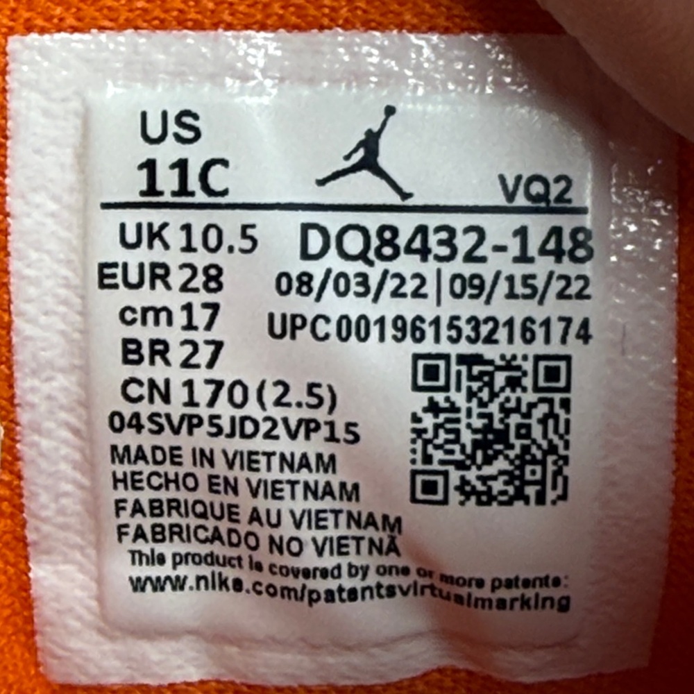 (N1)Jordan Jumpman-Unisex Baby Sneakers (11C,Boy and Girl),White,Blue and Orange - Picture 6 of 14